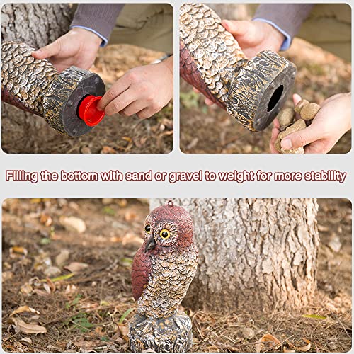 TaiBest 3 Pack Fake Horned Owl Statue for Outdoor Use,Plastic Owl with Reflective Tape for Outdoor Garden Yard Decoration