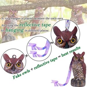 TaiBest 3 Pack Fake Horned Owl Statue for Outdoor Use,Plastic Owl with Reflective Tape for Outdoor Garden Yard Decoration