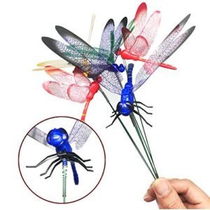 Seasonsky 30 PCS Dragonfly Garden Stakes, 2 Size Artificial Dragonfly Stakes Indoor Outdoor Yard Garden Flower Pot Decoration, Miniature Fairy Garden Decoration