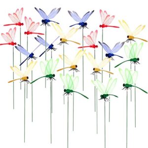 Seasonsky 30 PCS Dragonfly Garden Stakes, 2 Size Artificial Dragonfly Stakes Indoor Outdoor Yard Garden Flower Pot Decoration, Miniature Fairy Garden Decoration