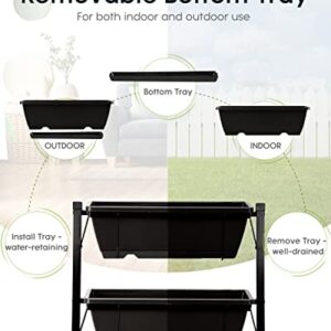 KING BIRD 4ft Vertical Raised Garden Bed 5 Tiers Planter Box Freestanding Garden Planter Outdoor and Indoor with Removable Tray for Growing Vegetables Herbs Flowers on Patio Balcony Black