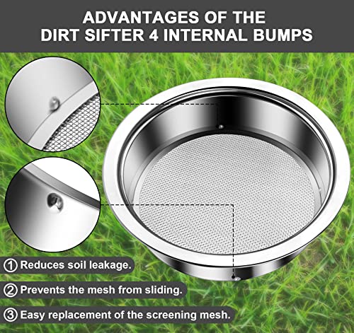 Bonsai Soil Sifter Set for Gardening - Soil Sieve with 5 Interchangeable Mesh ( 1mm, 3mm, 5mm, 7mm, 9mm), Garden Sifting Screen for Dirt, Sand, Rock, Filtration, Compost and Bonsai