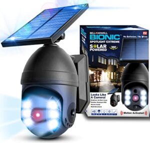 bell+howell bionic spotlight extreme 360 – solar powered outdoor lights, rain and snow resistant, wireless w/motion sensor outdoor solar lights for yard, garage, lawn, patio and garden as seen on tv