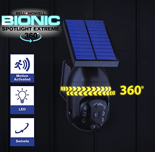 Bell+Howell Bionic Spotlight Extreme 360 - Solar Powered Outdoor Lights, Rain and Snow Resistant, Wireless w/Motion Sensor Outdoor Solar Lights for Yard, Garage, Lawn, Patio and Garden As Seen On TV