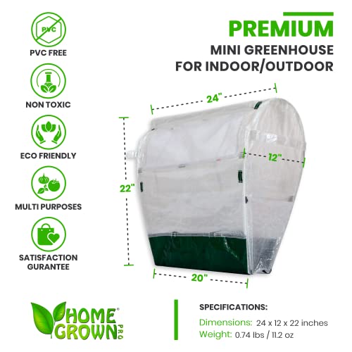 HOMEGROWN-PRO Portable Mini Indoor Greenhouse - Perfect Greenhouses for Outdoors & Indoors Gardening, 24''x22''x12'' Small & Heavy Duty Green Houses for Outside - Ideal Green House Planter for Herbs