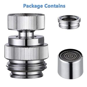 Sink Faucet Adapter Kit Swivel Aerator Adapter to Connect Garden Hose - Multi-Thread Garden Hose Adapter for Male to Male and Female to Male, Polished Chrome