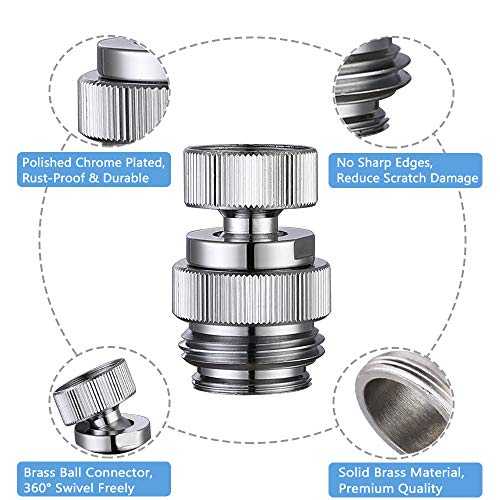 Sink Faucet Adapter Kit Swivel Aerator Adapter to Connect Garden Hose - Multi-Thread Garden Hose Adapter for Male to Male and Female to Male, Polished Chrome