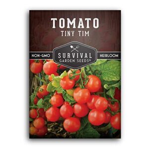 Survival Garden Seeds - Tiny Tim Tomato Seed for Planting - Packet with Instructions to Plant and Grow in Your Home Vegetable Garden - Non-GMO Heirloom Variety