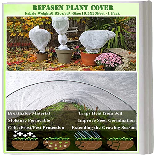 Plant Covers Freeze Protection,10.5Ftx33Ft 0.85oz Frost Blankets for Outdoor Plants Floating Row Cover for Vegetables-Protect Plants from Cold Frost