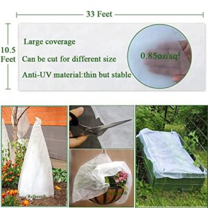 Plant Covers Freeze Protection,10.5Ftx33Ft 0.85oz Frost Blankets for Outdoor Plants Floating Row Cover for Vegetables-Protect Plants from Cold Frost