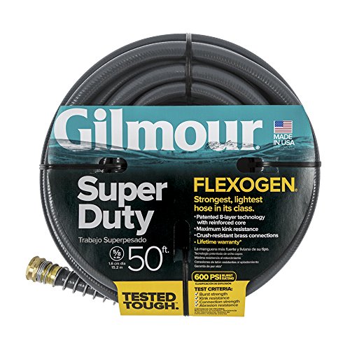 Gilmour 874501-1001 Flexogen Super Duty Garden Hose Gray 5/8 inch x 50 feet, Gray,Green