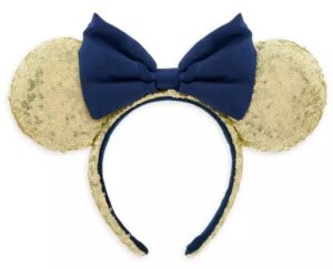 disney parks headband – walt disney world 50th anniversary – minnie mouse sequin ear headband – gold & blue