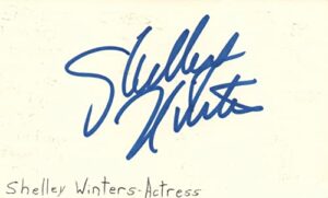 shelley winters actress movie autographed signed index card jsa coa