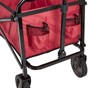 Amazon Basics Collapsible Folding Outdoor Utility Wagon with Cover Bag, Red