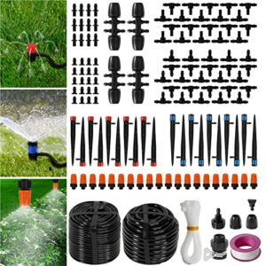 Drip Irrigation Kit, 164FT/50M Garden Watering System, Greenhouse Patio Irrigation System, Automatic Irrigation Equipment Kits, Blank Distribution Tubing Hose Adjustable Nozzle (11mm/0.43", 7mm/0.27")