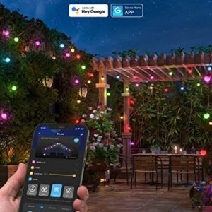 Govee Outdoor String Lights, 50ft G40 RGBIC Warm White String Lights with 25 Dimmable LED Bulbs, IP65 Waterproof Outdoor Lights with App Control for Balcony, Garden, Patio, Party