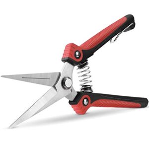 wyf pruning scissors, professional garden shears – straight stainless steel blades – sharp gardening hand pruner for garden harvesting fruits, vegetables, trimming flowers and plants, 8.1in(red)