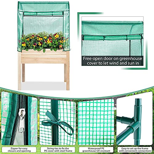 BACKYARD EXPRESSIONS PATIO · HOME · GARDEN 906533 Elevated Gardening Bed with Green House Cover-36L x24W x 66H-Backyard Expressions, Natural Wood