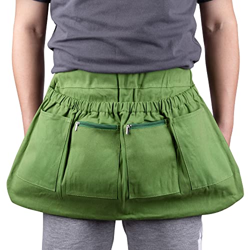 codree Harvesting and Weeding Apron-Adjustable Garden Harvest Apron with 4 Pockets Handsfree-Gardeners Picking Apron Bag for Gathering Vegetables Fruit Berry Eggs Weeding