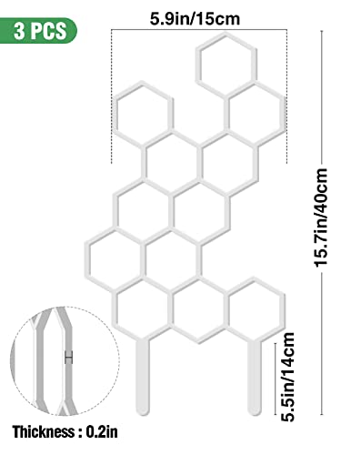 3 Pack Plastic Small Plant Trellis for Climbing Potted Plants- 15.7" × 7.9" Sturdy Honeycomb Shaped Plant Trellis Indoor Non-perishable Houseplant Trellis Starter for Outdoor Garden Flower Support