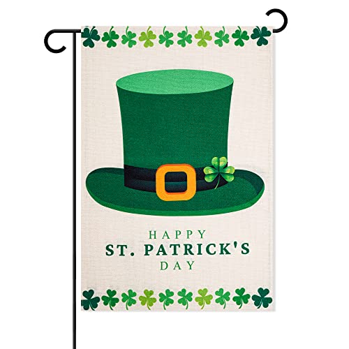 Tugaizi St.Patrick’s Day Garden Flag Shamrock/Hat St Patrick’s Flag 13 * 18.9 Inch Double-sided Happy St. Patrick's Day Flag for House Yard Outdoor Decor