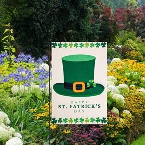 Tugaizi St.Patrick’s Day Garden Flag Shamrock/Hat St Patrick’s Flag 13 * 18.9 Inch Double-sided Happy St. Patrick's Day Flag for House Yard Outdoor Decor