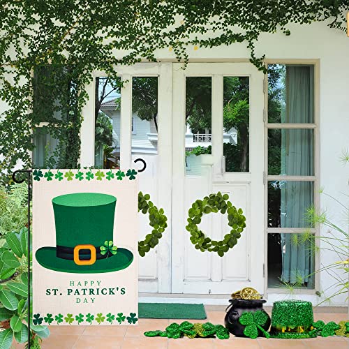 Tugaizi St.Patrick’s Day Garden Flag Shamrock/Hat St Patrick’s Flag 13 * 18.9 Inch Double-sided Happy St. Patrick's Day Flag for House Yard Outdoor Decor