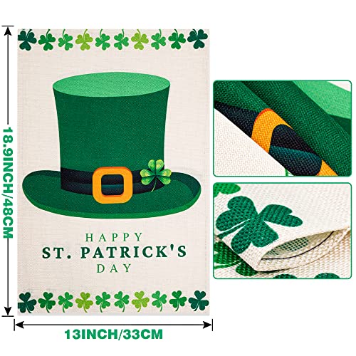 Tugaizi St.Patrick’s Day Garden Flag Shamrock/Hat St Patrick’s Flag 13 * 18.9 Inch Double-sided Happy St. Patrick's Day Flag for House Yard Outdoor Decor