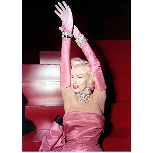 Marilyn Monroe 8x10 Photo Some Like It Hot The Seven Year Itch Gentlemen Prefer Blondes Strapless Pink Dress onn Red Staircase Arms Above Head kn