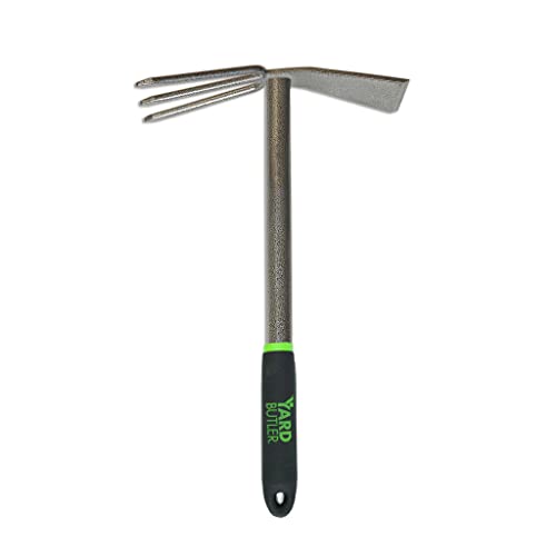 Yard Butler Terra Tiller All Steel 15” Tilling Weeding Loosening Cultivating Digging and Chopping Garden Hand Tool Three Thick Prongs And Heavy Duty Chopping Blade With Welded Handle – TT-4T