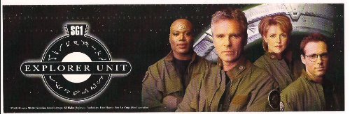 Stargate SG-1 Bumper Sticker BLACK Richard Dean Anderson Amanda Tapping Christopher Judge Michael Shanks