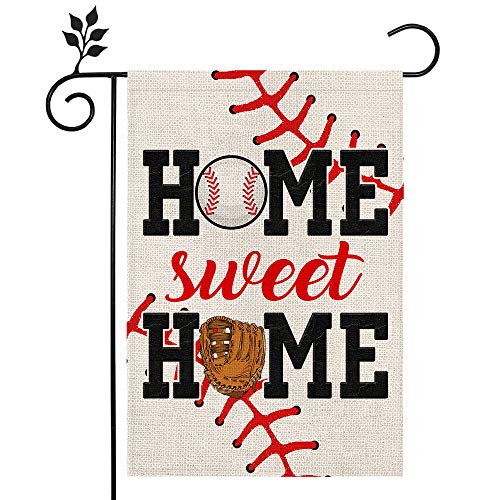 CROWNED BEAUTY Farmhouse Home Sweet Home Garden Flag Baseball 12×18 Inch Double Sided Vertical Yard Outdoor Decoration CF195-12