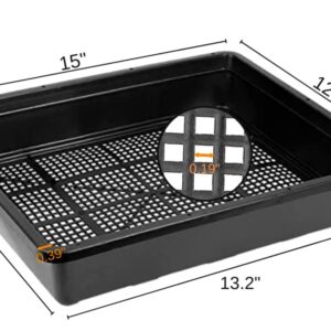 BeGrit Seed Starter Trays 5-Pack 15x12 inch Mesh Bottom Tray Plastic Plant Trays Garden Seedling Starter Kit for Plants,Microgreens,Soil Blocks,Wheatgrass,Hydroponic and Fodder Systems