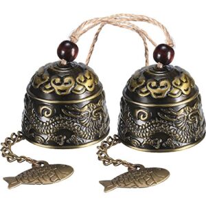2 pieces fengshui bell vintage dragon bell fengshui wind chimes good luck hanging bell for home garden good luck blessing patio yard indoor outdoor front door decorations