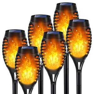 lnryy outdoor solar lights, 6pack solar torch lights with flickering flame, solar garden lights waterproof, outdoor lights solar powered for yard, solar tiki torches for outside-pathway patio decor
