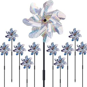 ELECTRFIRE Pinwheels for Yard and Garden Reflective with Stakes 10 Pack, Extra Sparkly Pin Wheel for Garden Decoration, Outdoor Wind Catcher