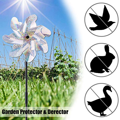 ELECTRFIRE Pinwheels for Yard and Garden Reflective with Stakes 10 Pack, Extra Sparkly Pin Wheel for Garden Decoration, Outdoor Wind Catcher