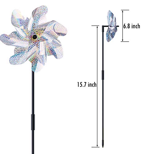 ELECTRFIRE Pinwheels for Yard and Garden Reflective with Stakes 10 Pack, Extra Sparkly Pin Wheel for Garden Decoration, Outdoor Wind Catcher