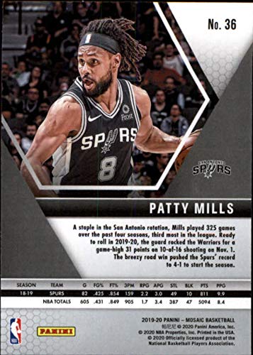 2019-20 Panini Mosaic #36 Patty Mills San Antonio Spurs NBA Basketball Card NM-MT