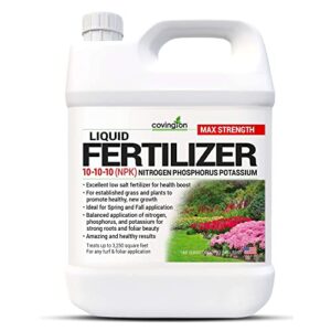 covington liquid 10-10-10 fertilizer for lawns, plants, vegetables, all purpose fertilizer 10-10-10 concentrate, liquid 10 10 10 npk lawn food with nitrogen phosphorus potassium, 32 ounces