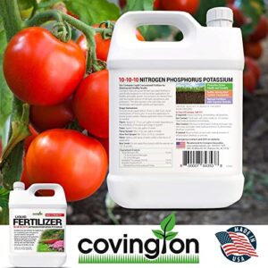 Covington Liquid 10-10-10 Fertilizer for Lawns, Plants, Vegetables, All Purpose Fertilizer 10-10-10 Concentrate, Liquid 10 10 10 NPK Lawn Food with Nitrogen Phosphorus Potassium, 32 Ounces