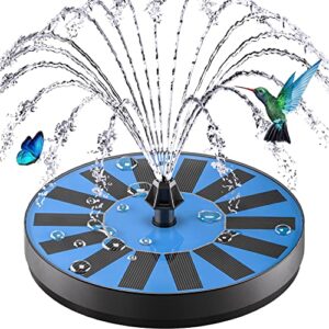zolochel solar fountain upgraded 100% glass covered， solar powered bird bath water fountains with 8 nozzles & 4 fixers for garden, pond, pool, fish tank decoration