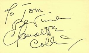 claudette colbert actress 1976 mayfair autographed signed index card jsa coa