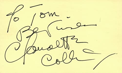 Claudette Colbert Actress 1976 Mayfair Autographed Signed Index Card JSA COA