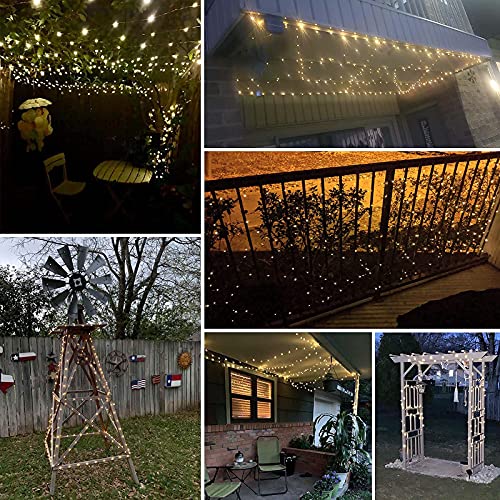 Super-Long 4-Pack Each 72FT 200 LED Solar String Lights, Extra-Bright Solar Outdoor Lights with 8 Lighting Modes, Waterproof Solar Fairy Lights for Tree Garden Patio Party Christmas (Warm White)