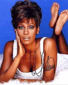 whitney houston 8×10 music photo signed in-person