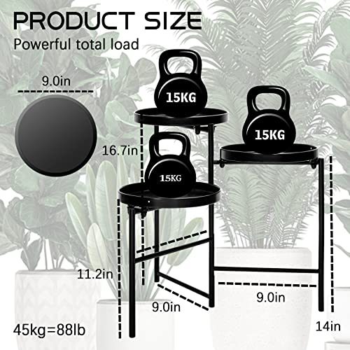 CAPBIAS Metal Plant/Flower Stand Indoor or Outdoor, 3 Tier Tall Plant Stand Shelf Holds 3-Flower Pot for Patio Garden, Living Room and Corner Balcony (Black,1Pack)