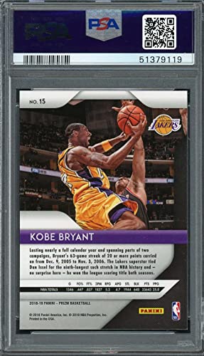 Kobe Bryant 2018 Panini Prizm Basketball Card #15 Graded PSA 10