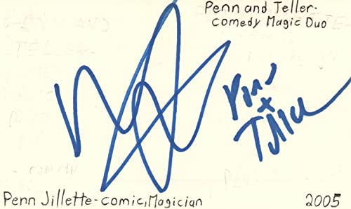 Penn Jillette Comedian Magician TV Movie Autographed Signed Index Card JSA COA