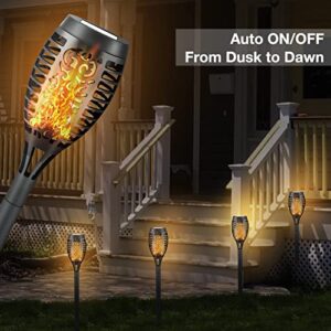 Liveasily 4 Pack Led Solar Torch Light with Flickering Flame Outdoor Waterproof, Solar Torches Stake Lights, Auto On/Off Solar Garden Lights Decorations